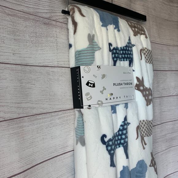 Happy Tails Plush Throw Blanket Dog Puppy Pattern 50x70" - Picture 10 of 10
